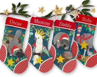 Platypus / Cockatoo / Wombat / Emu - Exclusive Bespoke Designed Christmas Stockings