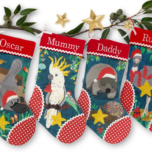 Platypus / Cockatoo / Wombat / Emu - Exclusive Bespoke Designed Christmas Stockings