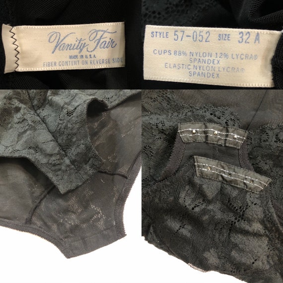 1950s Vanity Fair Black Lace Pinup Lingerie / Shapewear Garters 32