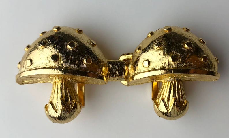 Rare Magic MUSHROOM Belt Buckle Mimi Di N Design 24 Gold Plated 1975 Princess Mimi Di Niscemi Vintage Jewelry Collectible