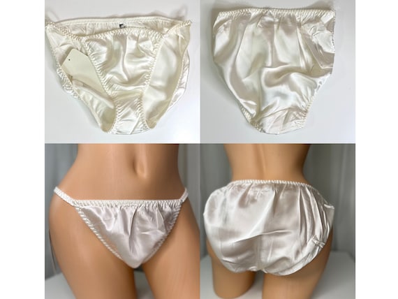 True Vintage 100% Silk Bikini Panties | White | Hi Cut 1990s | Small Medium & Large