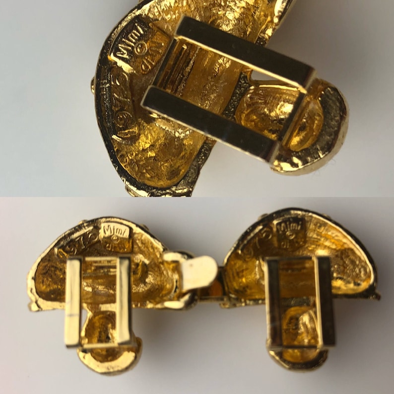 Rare Magic MUSHROOM Belt Buckle Mimi Di N Design 24 Gold Plated 1975 Princess Mimi Di Niscemi Vintage Jewelry Collectible
