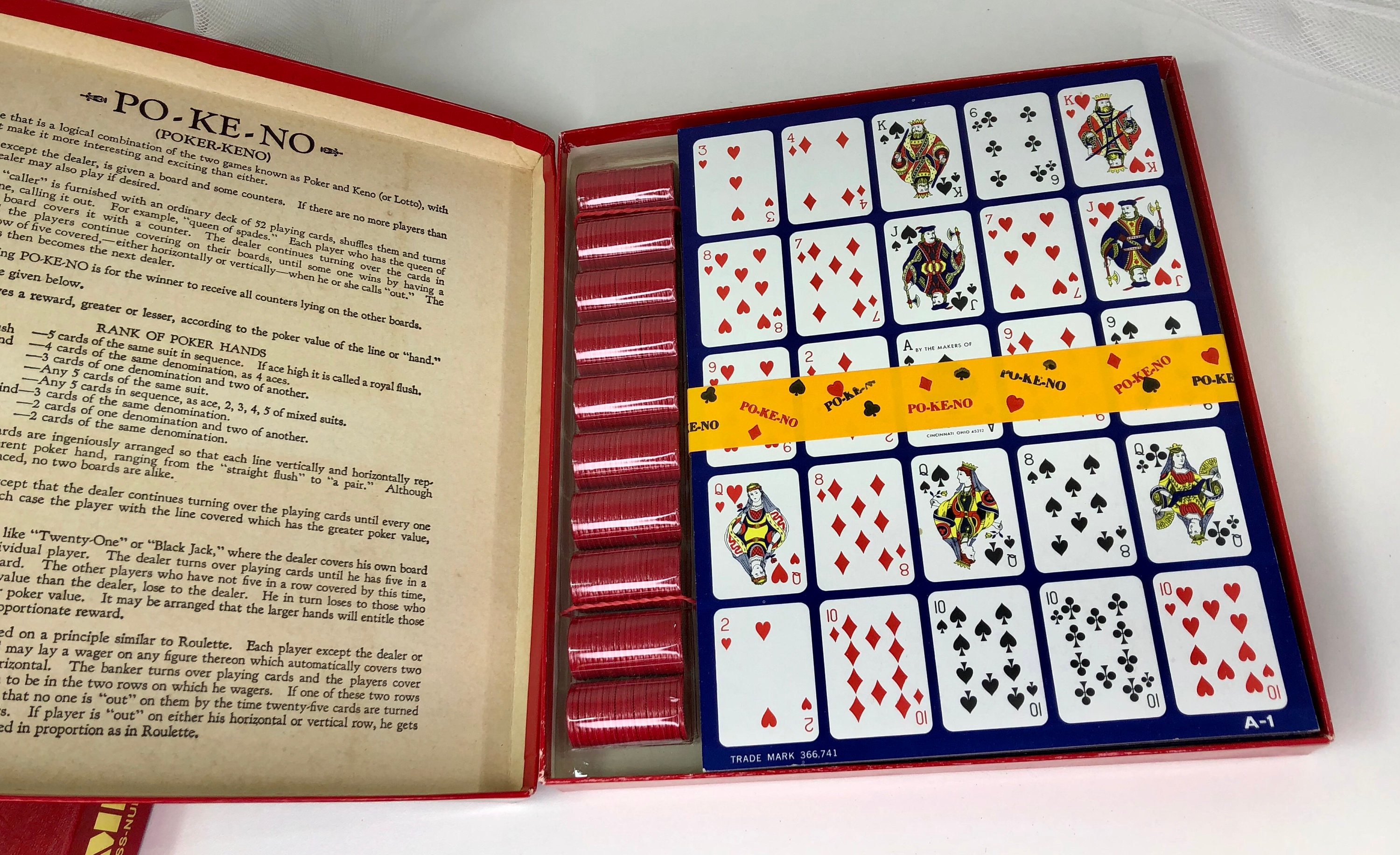 POKENO, Pokeno, PokerKeno Game 1960s 12 Board Set Playing Card