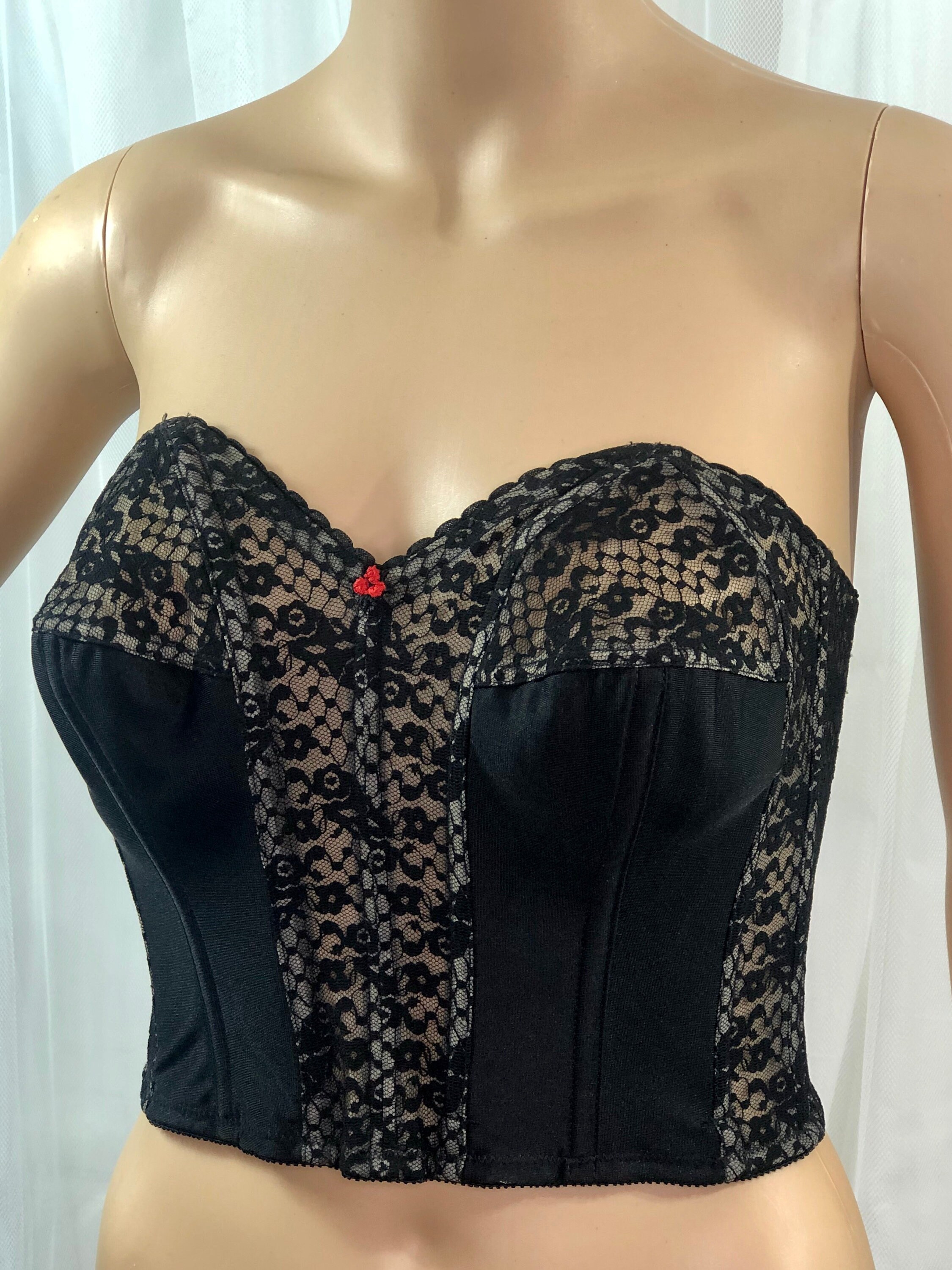 Lady Marlene Strapless Bustier 38B 36C / Black & Nude / Metal Boning ...