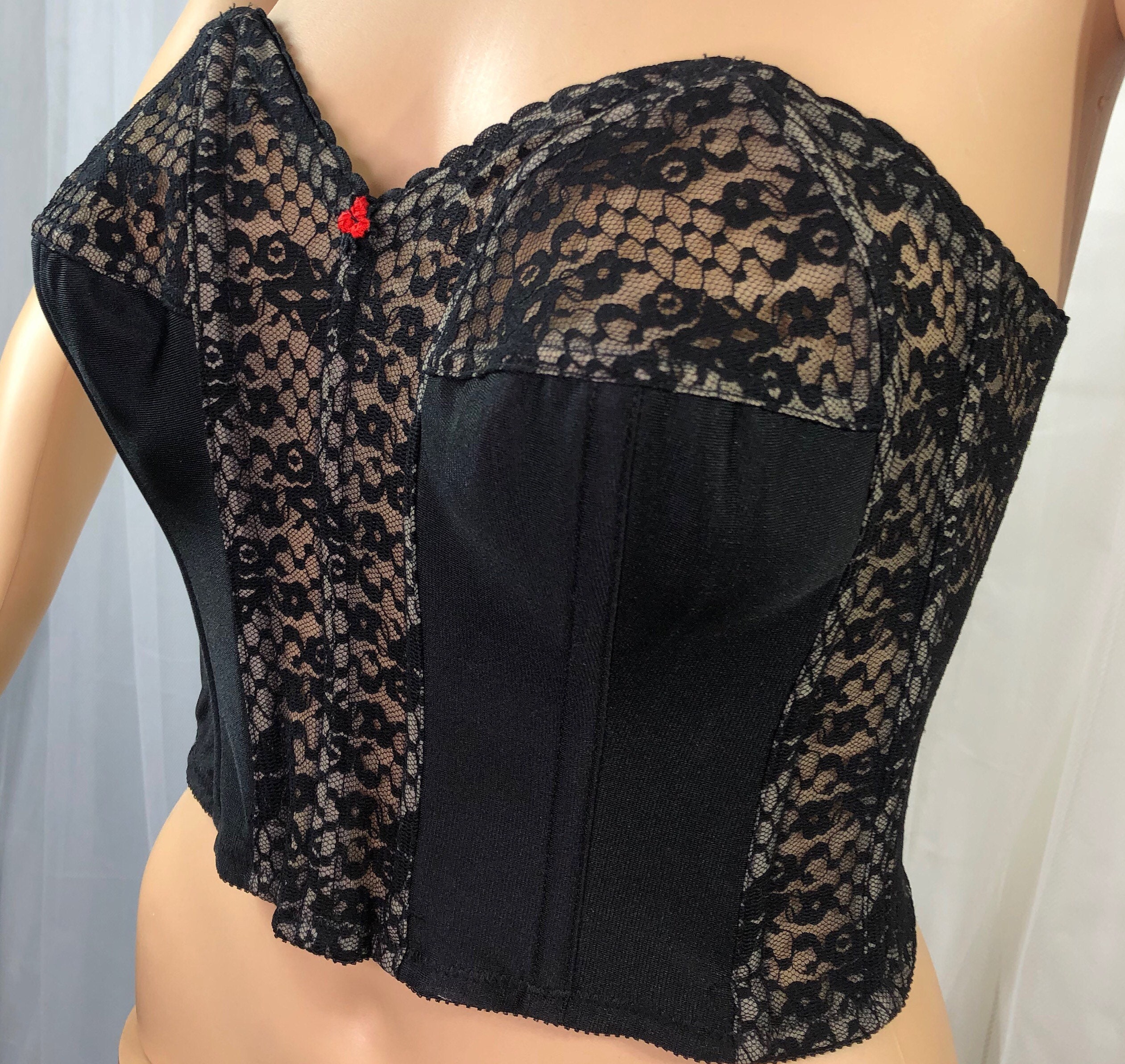 Lady Marlene Strapless Bustier 38B 36C / Black & Nude / Metal Boning ...