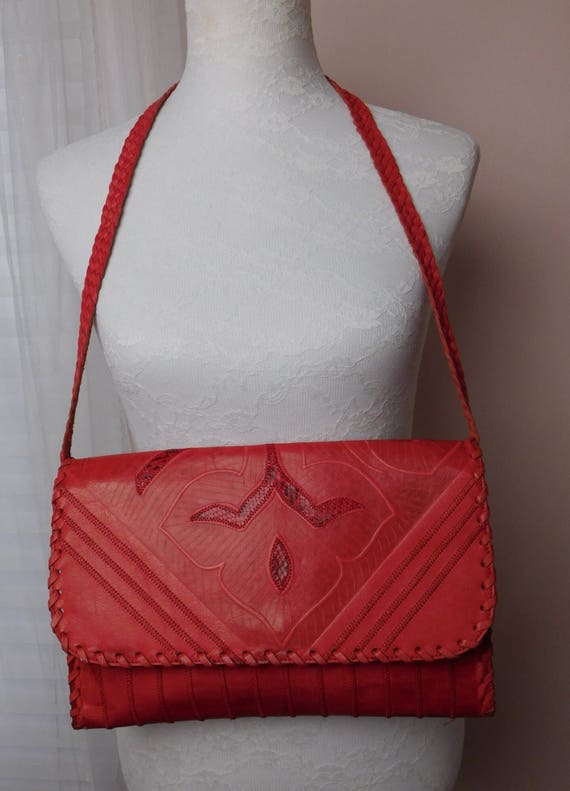 RED Oversized Convertible Clutch Cross Body Bag |… - image 9