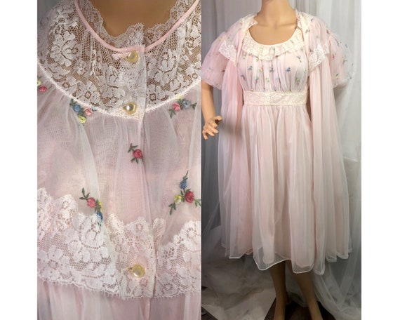 1950s Godfried Double Chiffon Peignoir & Babydoll