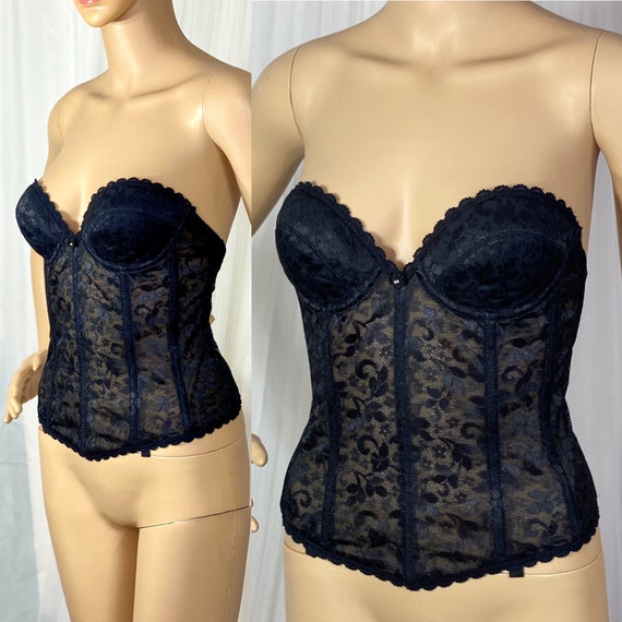 JC Penney 36A Strapless Black Lace Torsolette Merr