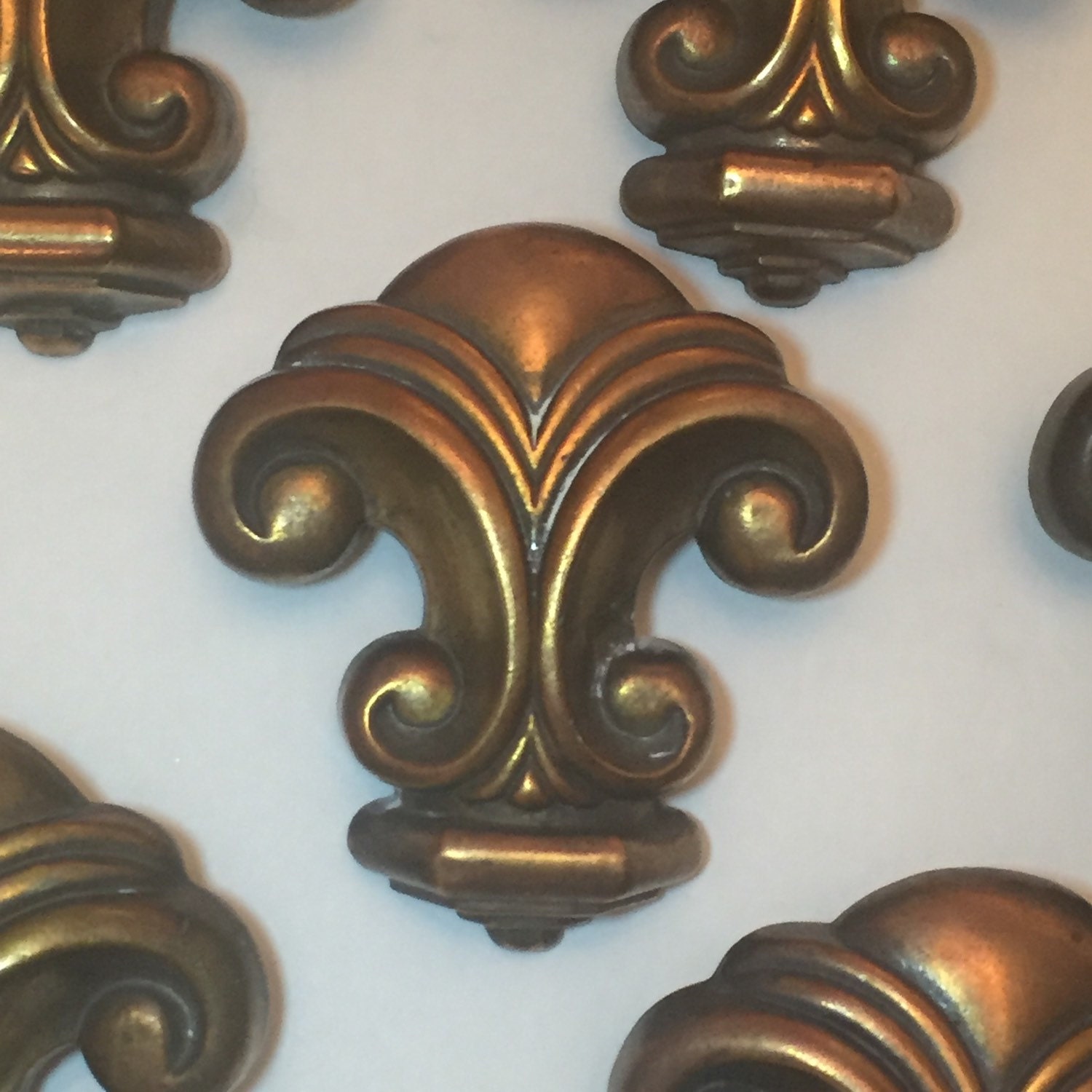 7 Antique Large Edwardian Scroll Style Chest Brass Patina