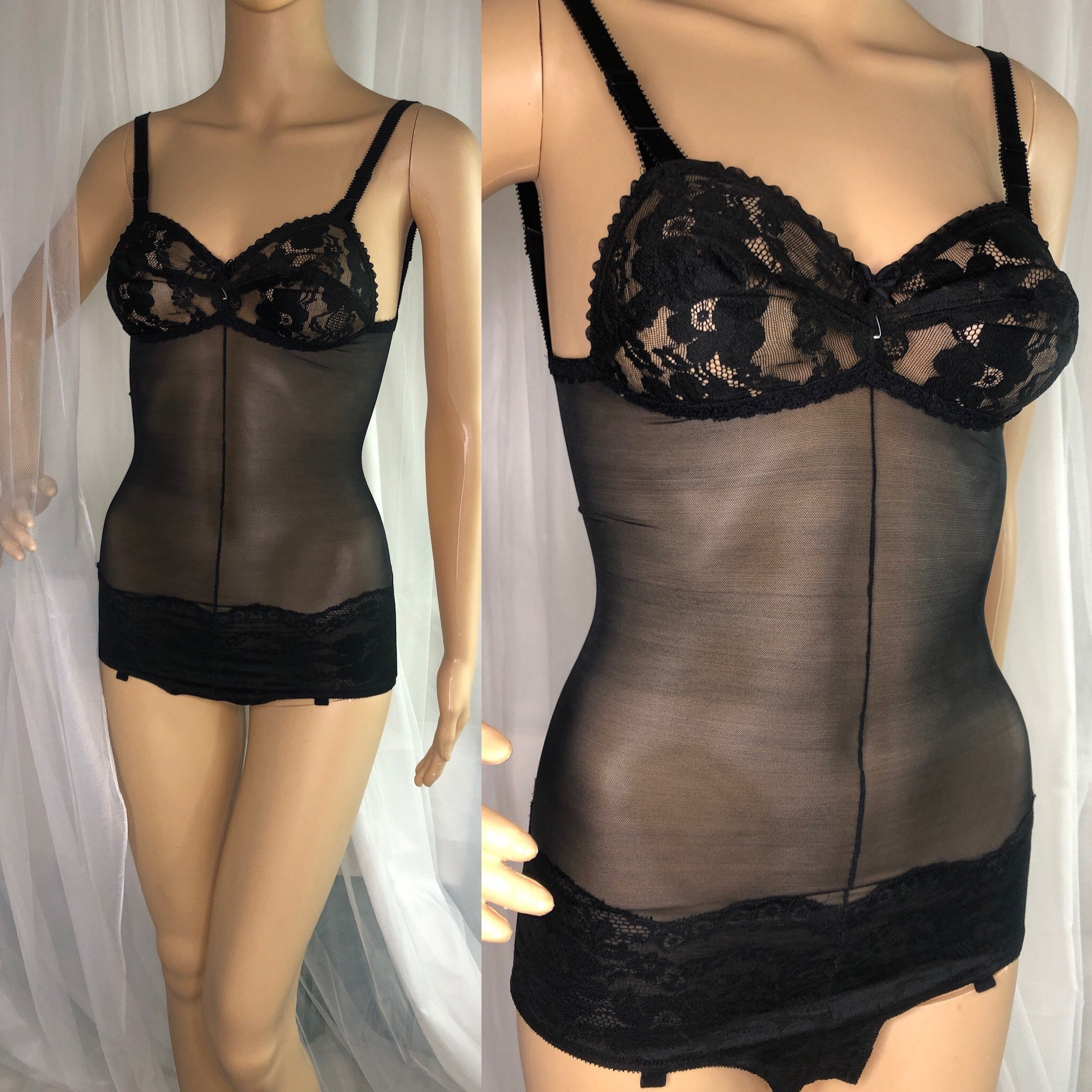 60s Girdle Shapewear Vintage Lingerie Bodysuit Full Girdle Bra