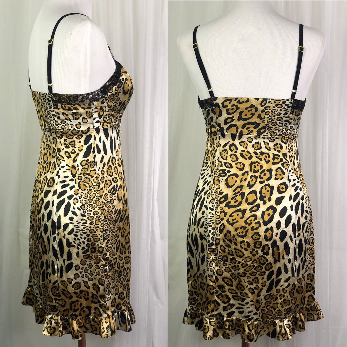 Vintage Guess Jeans Small S Stretch Leopard Print Stretch Satin Bustier ...