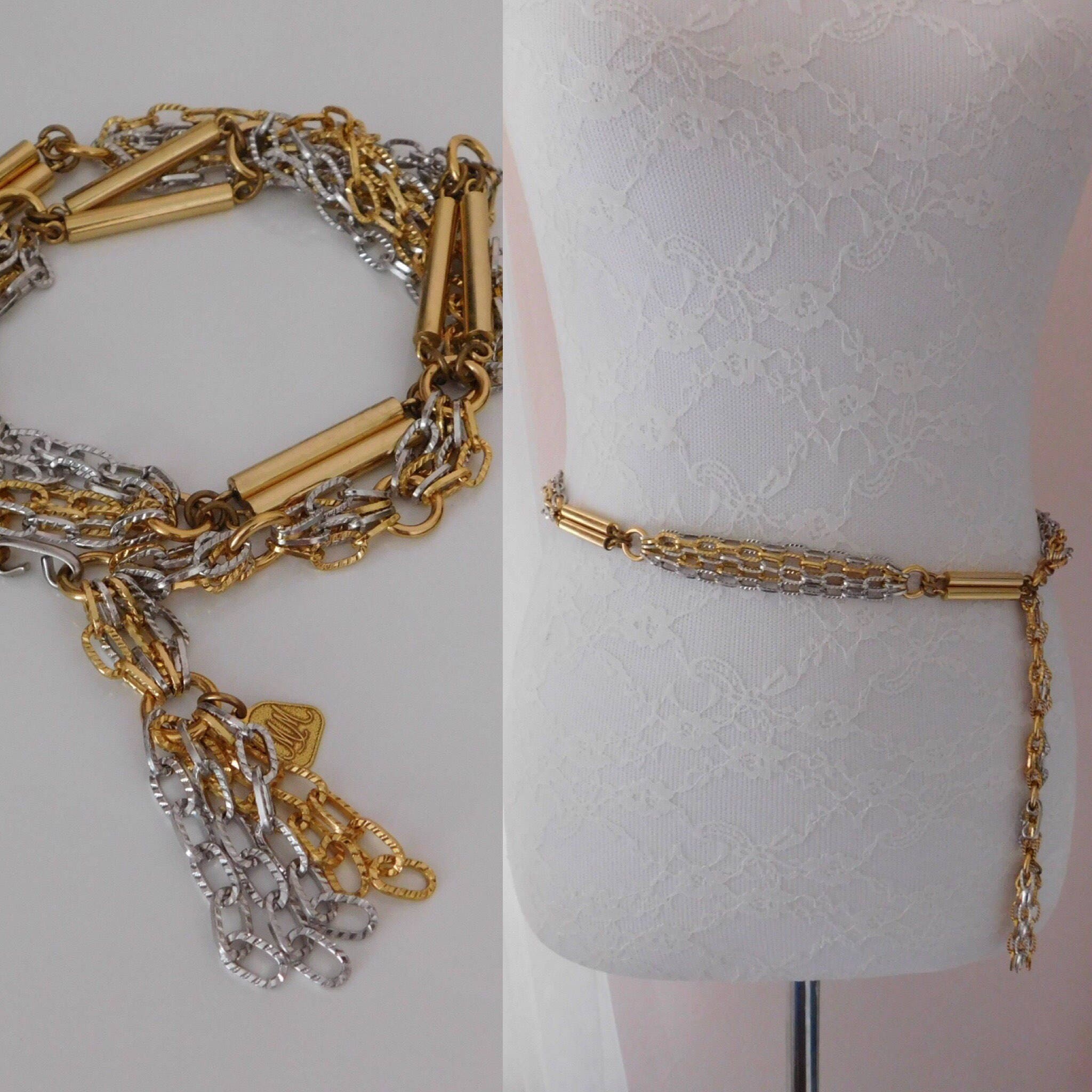 Signed Vintage Morris MOSKOWITZ Silver & Gold Hardware Chain - Etsy