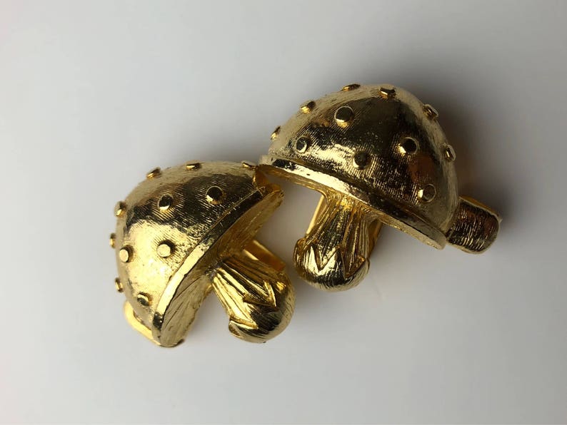Rare Magic MUSHROOM Belt Buckle Mimi Di N Design 24 Gold Plated 1975 Princess Mimi Di Niscemi Vintage Jewelry Collectible