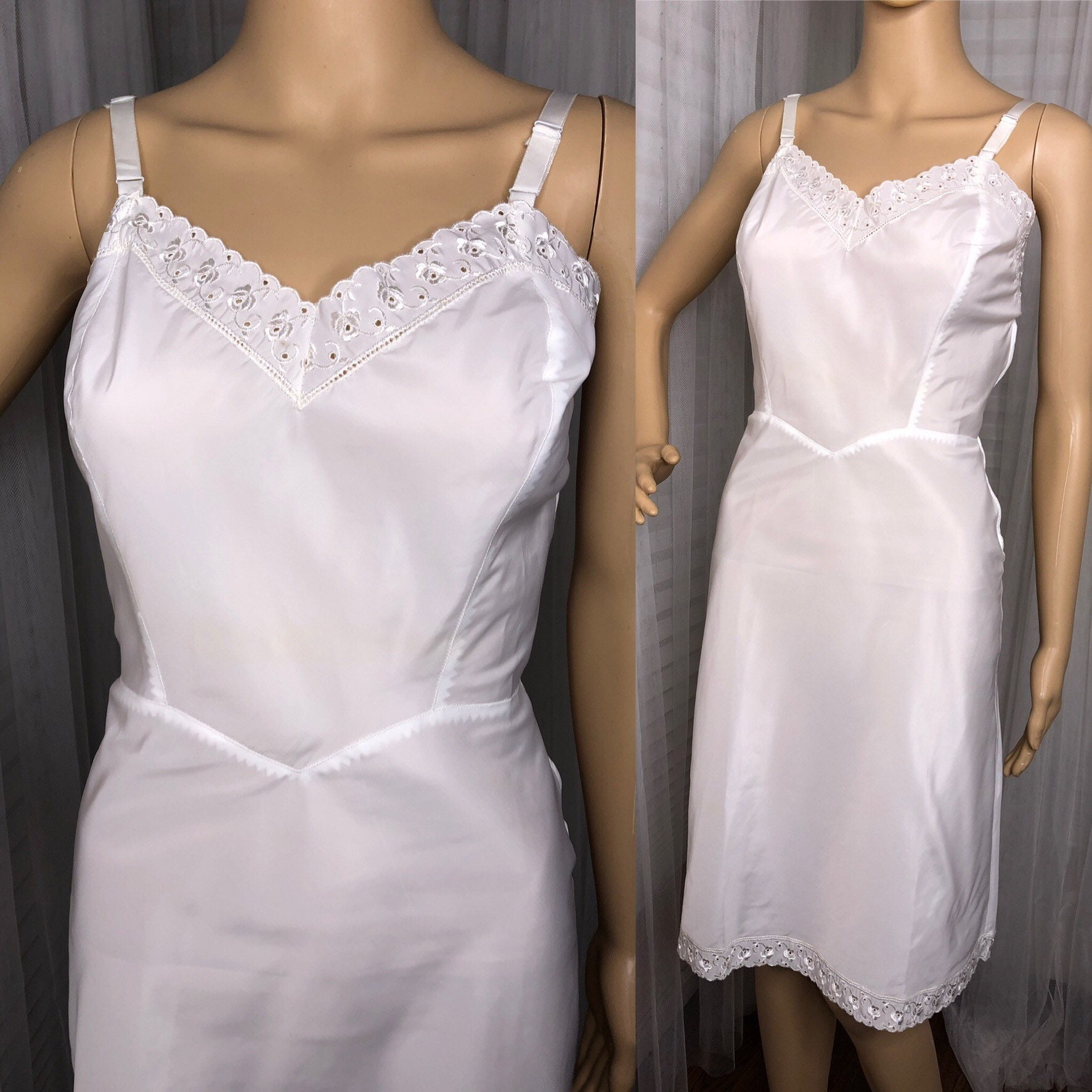 Barbizon Ariel Taffreda White Full Slip Size 14 36 Bust / Side Zip ...