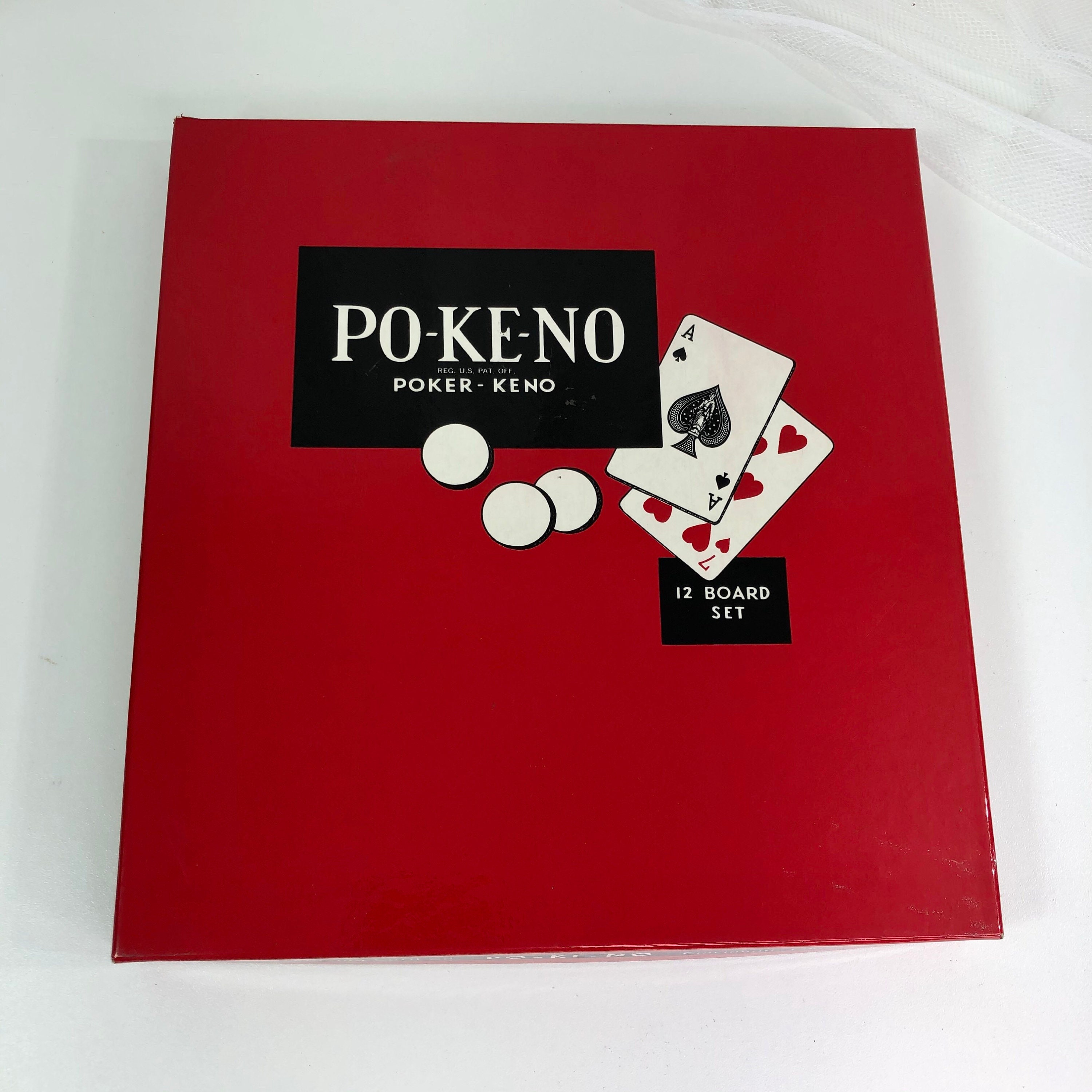 POKENO, Pokeno, PokerKeno Game 1960s 12 Board Set Playing Card