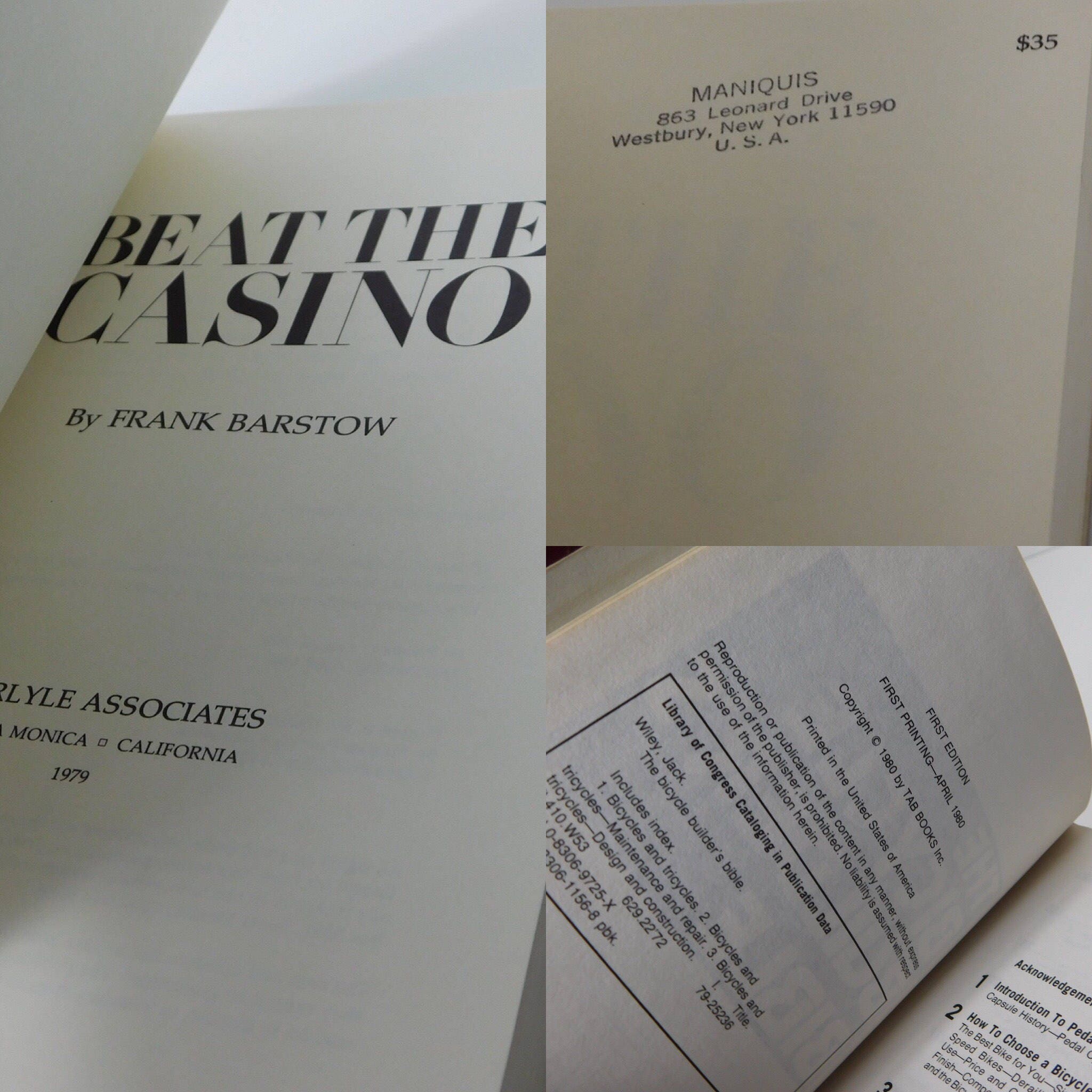 Beat the Casino by Frank Barstow / 1979 / Vintage First Addition / ISBN