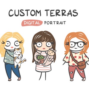 Custom Terras - custom character drawing - DIGITAL ITEM - 3 portrait styles