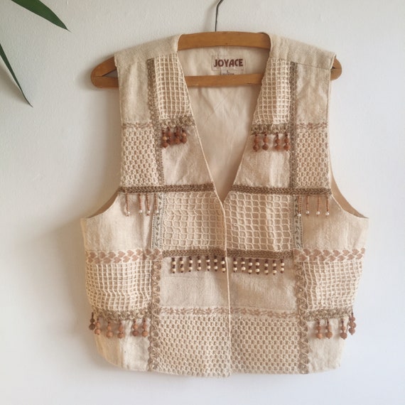 Vintage, Handmade Embroidery Beaded Indian Cotton