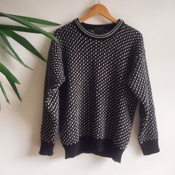 Vintage Navy Blue Sweater, 100% Wool