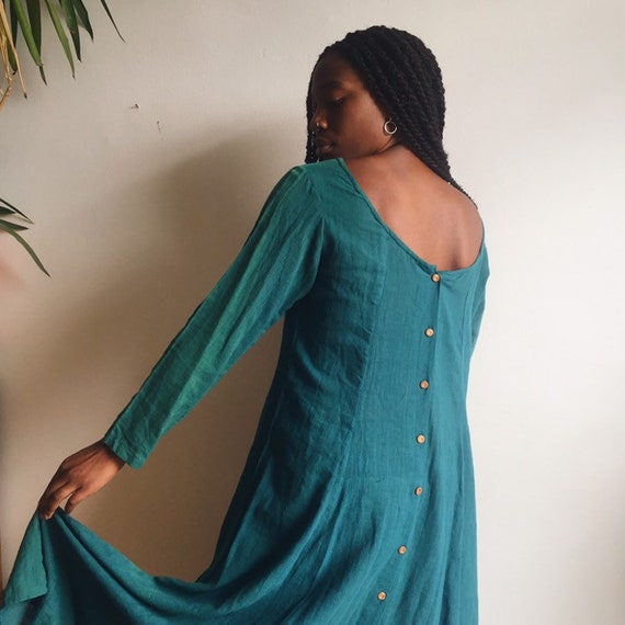 Beautiful Teal Sheer Cotton Maxi Dress