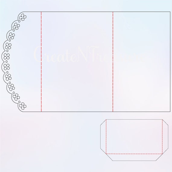 pocketfold invitation template 5x7 svg dxf cutting file for