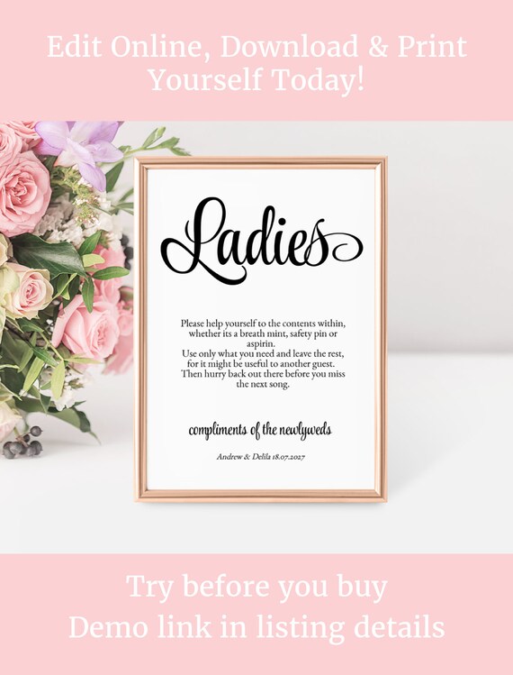 Bathroom Basket Sign Wedding Bathroom Sign Guest Restroom Etsy