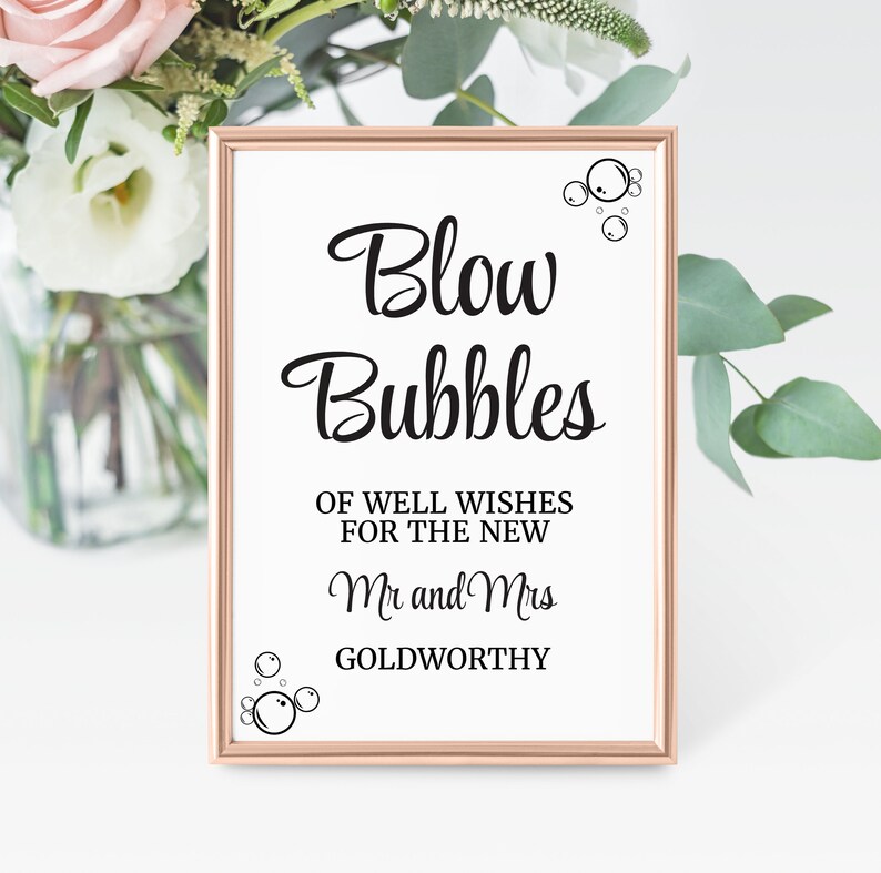 Wedding Bubbles Sign Printable Wedding Bubbles Sign Blow Etsy