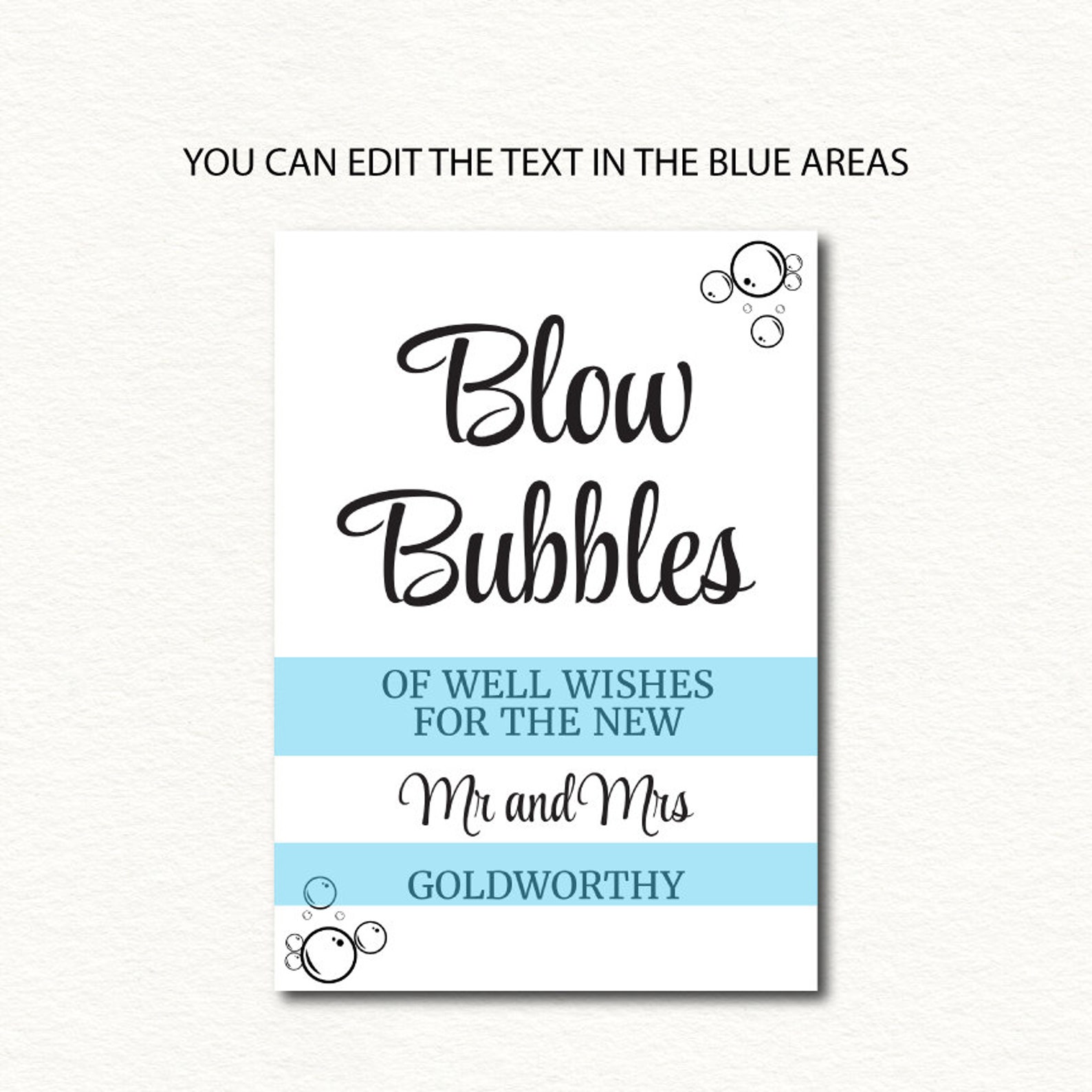 Wedding Bubbles Sign Printable Wedding Bubbles Sign Blow | Etsy