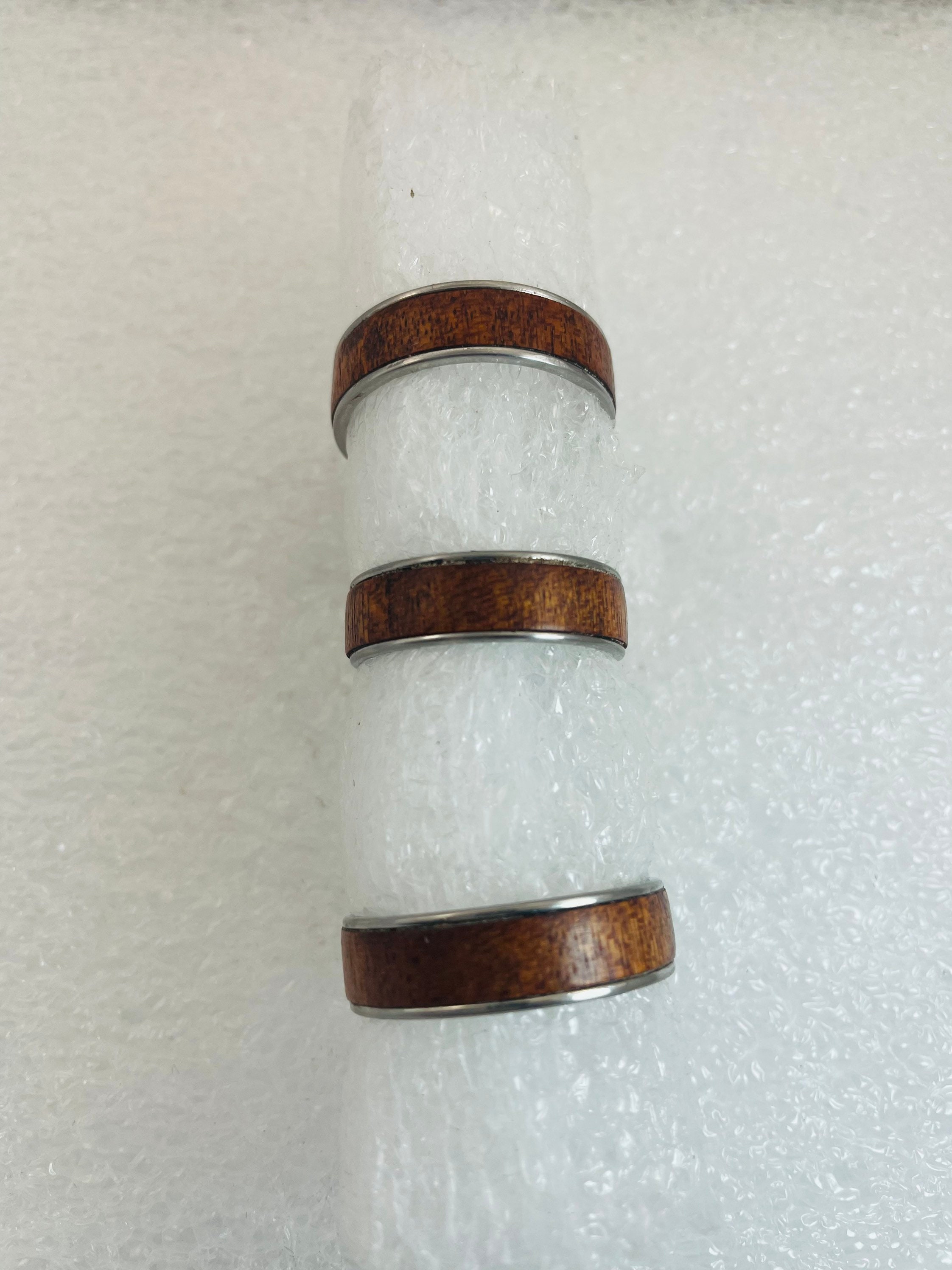 Wood veneer wedding band inlay ringstainless steel core Etsy