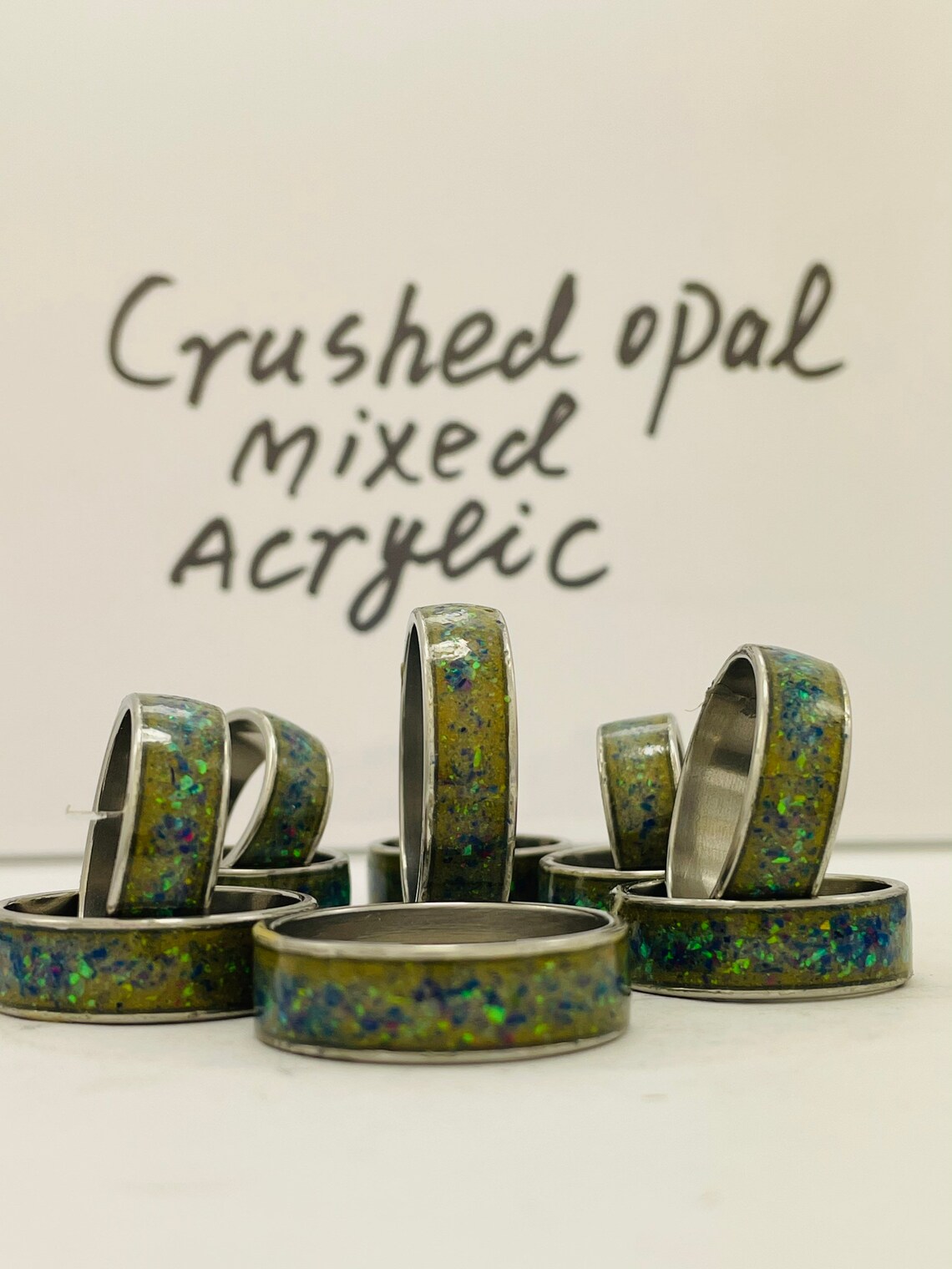 Crushed opal mixed inlay ringscrushed 1mm1.5mmstainless Etsy