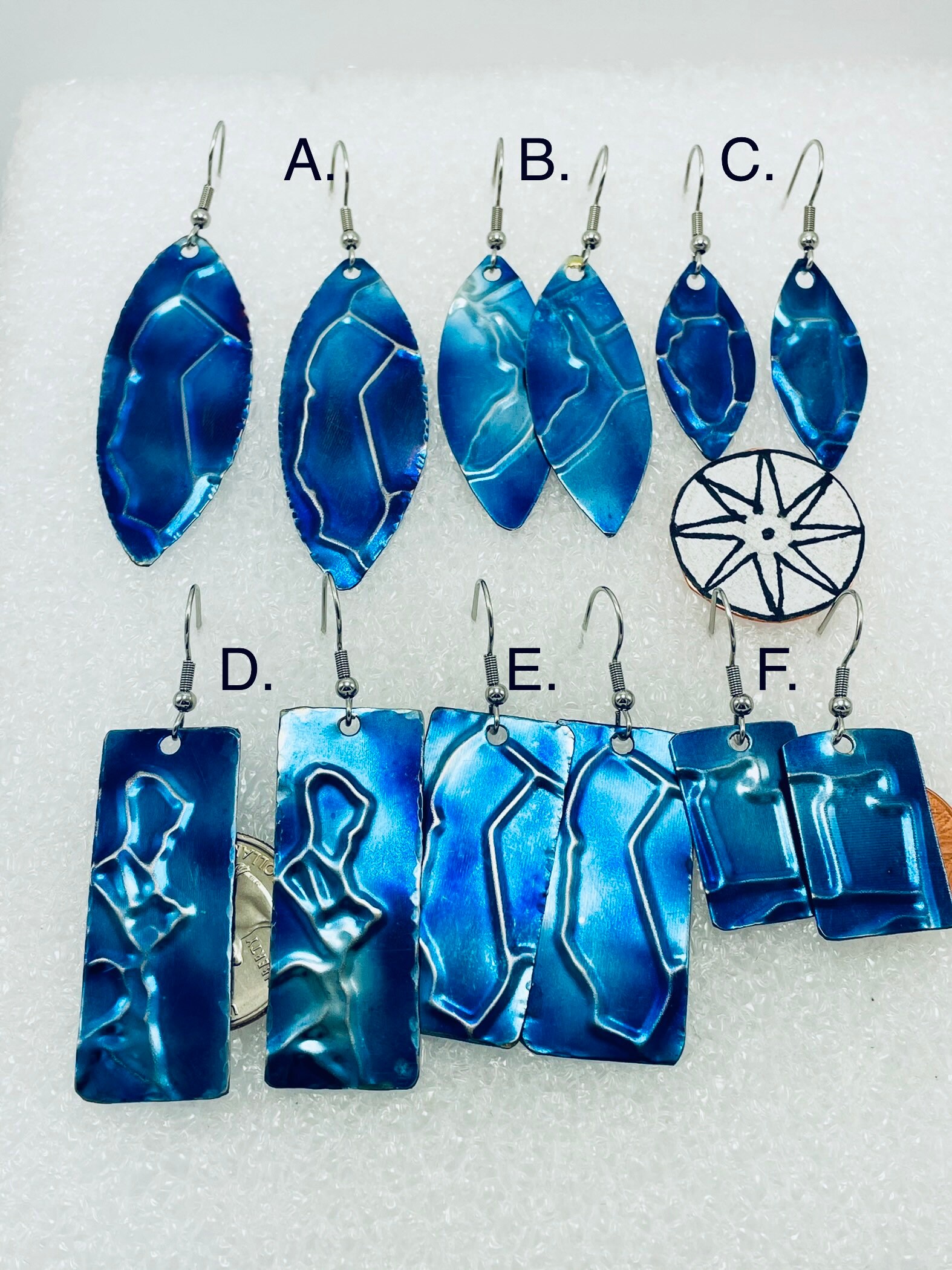 Titanium sheet USA state earrings titanium color burn Etsy