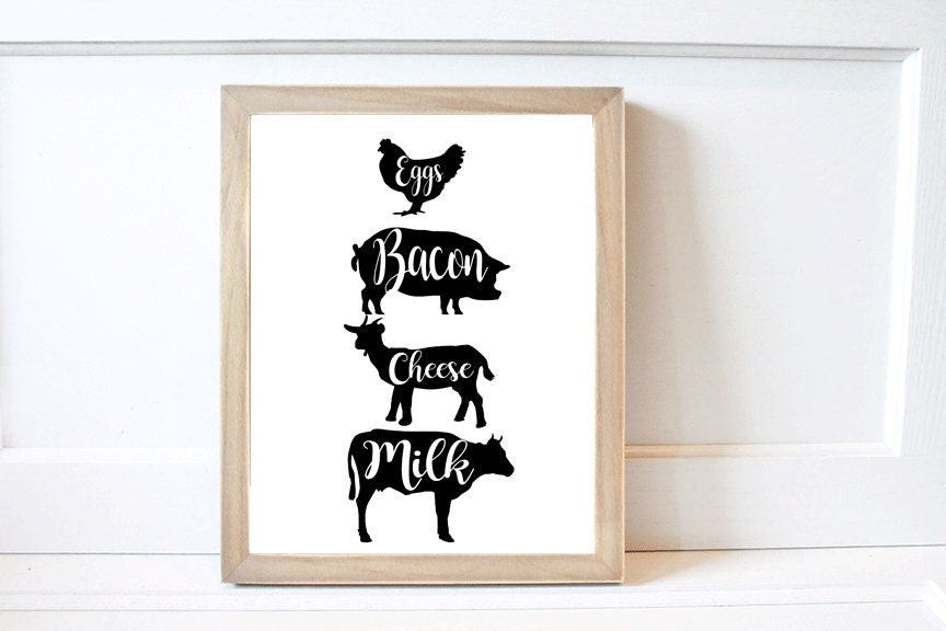 Farm Animals Sign Art Print 16x20 PRINTABLE Farmhouse | Etsy
