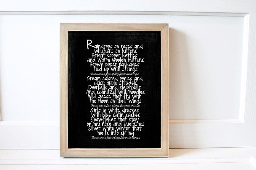 Raindrops on Roses Song Art Print Printable 16x20 Etsy