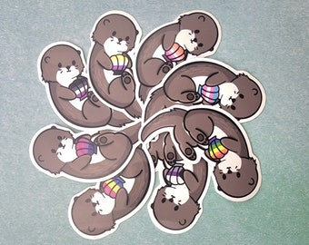 Pride Otters - Charity Handmade Stickers (2.5&quot; x 1.76&quot;)
