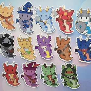 DnD Class Dragons - Handmade Stickers  (2.17&quot; x 2.7&quot; sizing may vary)