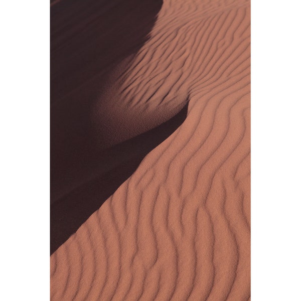 Sand Dune Crest - Wadi Rum Protected Area, Jordan (photo print, wall art, ripples, shadows, gradient, pattern, vertical)