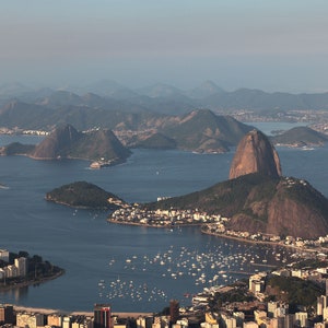 View over Guanabara Bay - Rio de Janeiro, Brazil (photo print, wall art, cityscape, mountains, ocean, seaside, horizontal)