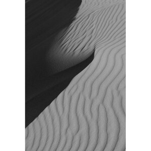 Sand Dune Crest - Wadi Rum Protected Area, Jordan (photo print, wall art, ripples, shadows, gradient, pattern, black and white, vertical)