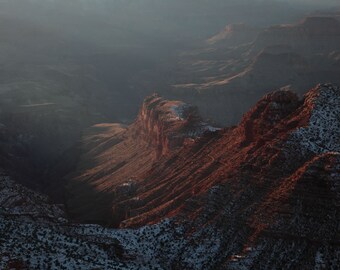 Grand Canyon in the Evening - Grand Canyon National Park, Arizona (photo print, wall art, winter, landscape, southwest, horizontal)