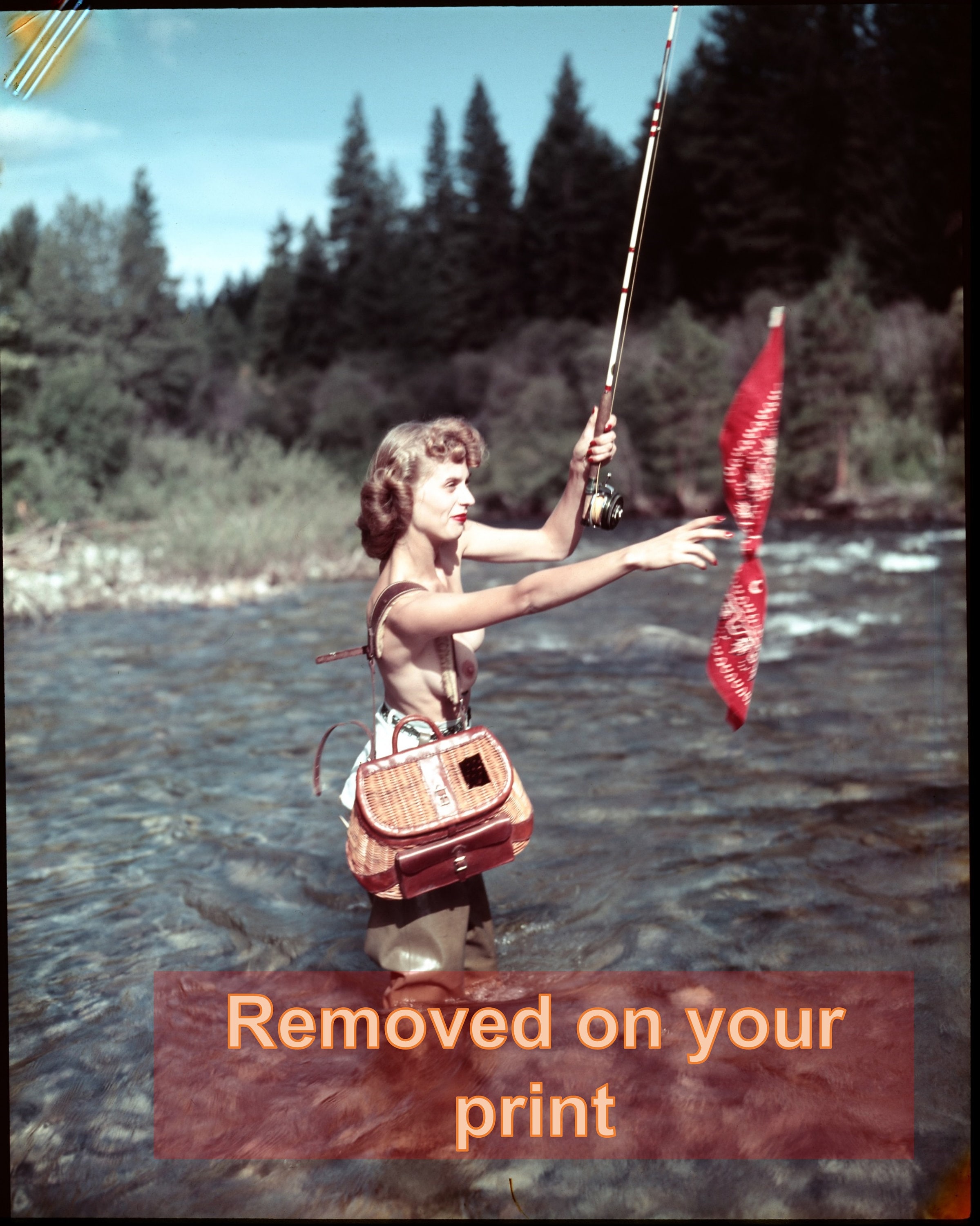 Vintage Topless Fly Fishing Lady Color Print - Etsy