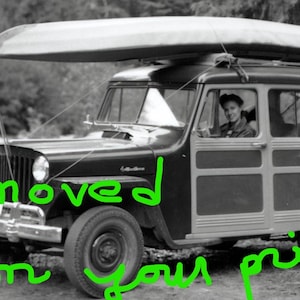 1950 or 1952 Willys Overland 4 WD Wagon 8x10 inch Black and White Print