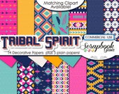 TRIBAL SET 1 Digital Papers, 19 Pieces, 12 quot x 12 quot , High Quality JPEGs, Instant Download feathers aztec indian feather native american arrow