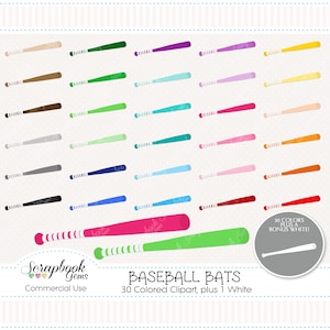 BASEBALL BAT Clipart, 31 png Pliki clipart Natychmiastowe pobieranie planera clipart, clipart tęczy, clipart sportowy, piłki baseballowe, kije do softballu