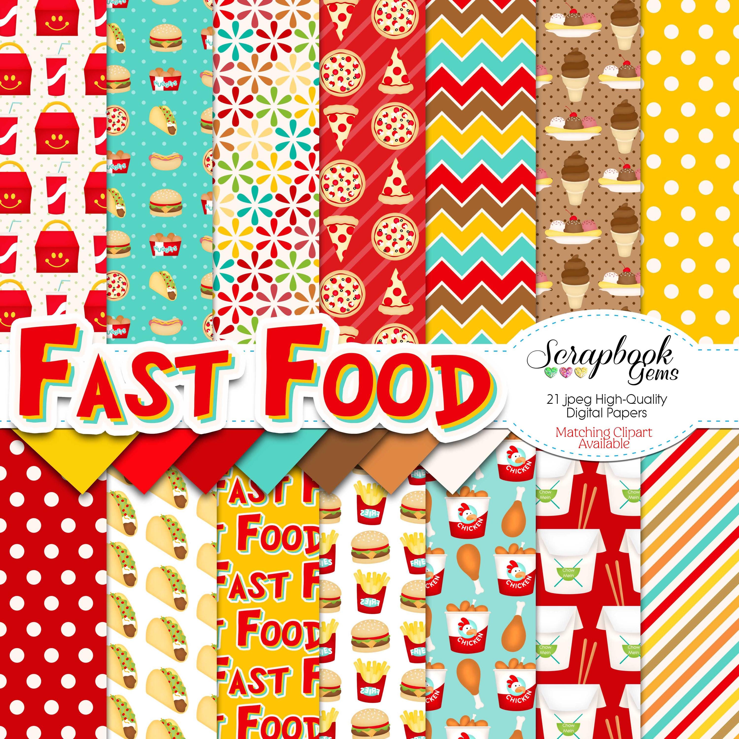 FAST FOOD Digital Papers, 21 Pieces, 12