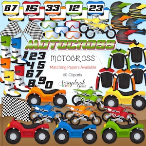 MOTOCROSS Clipart, 60 Png Clipart Dateien Sofortiger Download Checker Flagge Reifen Motocross Helm Motorrad ATV 4Wheel Dirt Bike Rennrennen