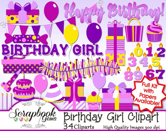 Geburtstag Madchen Clipart 34 Png Clipart Dateien Instant Etsy