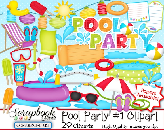 Free: Swimming Toys Cliparts - Pool Party Piscina Png 