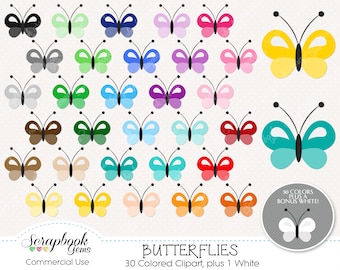 BUTTERFLY Clipart, 31 png Clipart files Instant Download birthday, planner clipart, rainbow color clipart, spring butterflies, insect, bugs