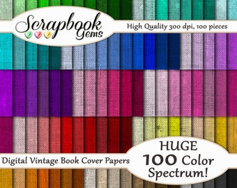 100 Vintage / Antique Book Texture Digital Paper, 100 Pieces, 12" x 12", 300 dpi High Quality JPEG files, Instant Download