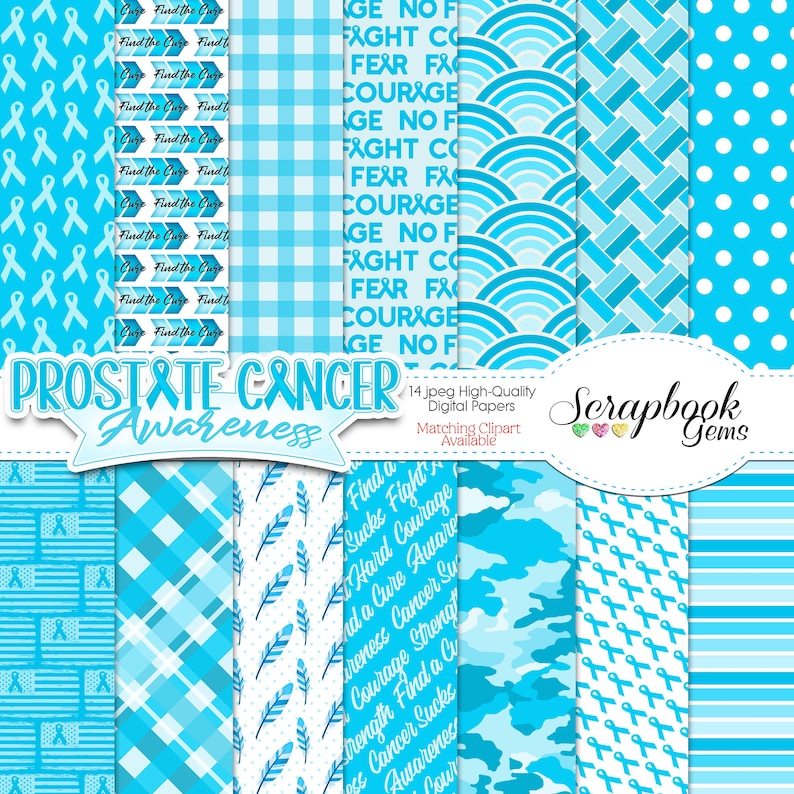 Proptate Paper PROSTATE Cancer Awareness Digital Paper, 14 Pieces, 12